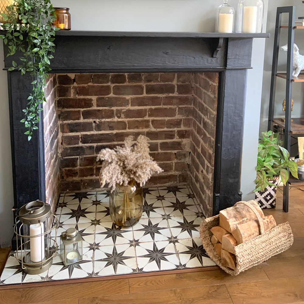 star patterned hearth tiles