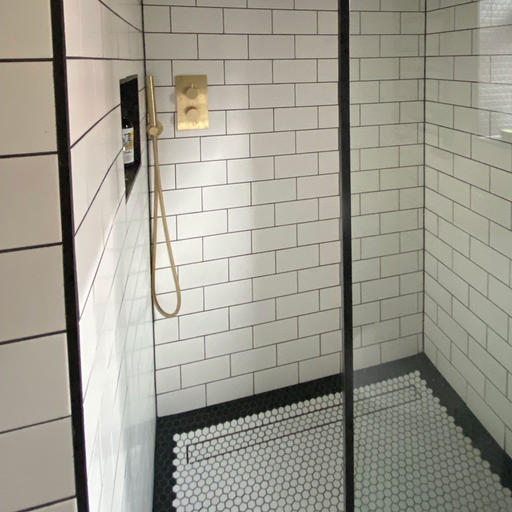 White metro bathroom tiles