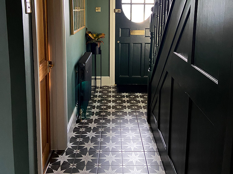 Raquel Created a Stunning Hallway using our Scintilla Tiles
