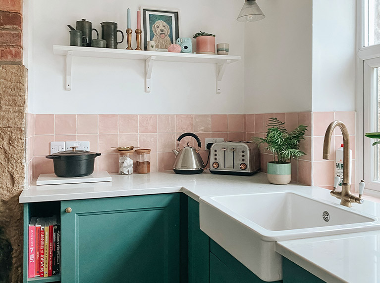 Meg Used Our Vernice Pink Tiles To Create This Cosy Kitchen