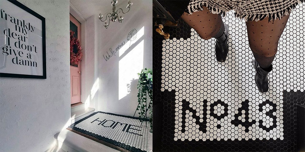 two ways of styling black and white pixel mosaics