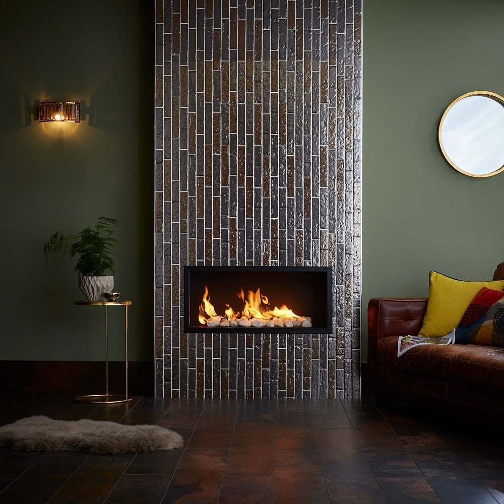 elongated brick shaped tiles boutique brick slip metallic and shiny polished finish