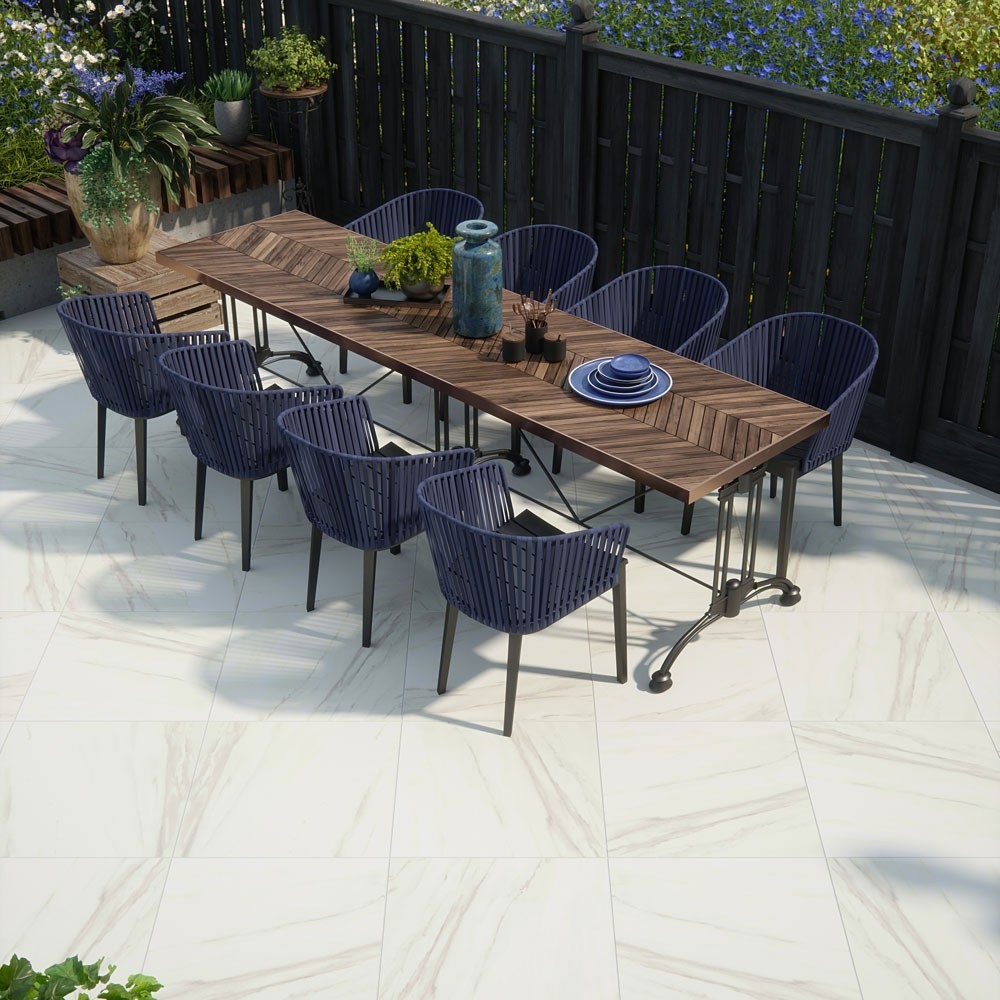 calacatta gold marble effect porcelain paving slabs
