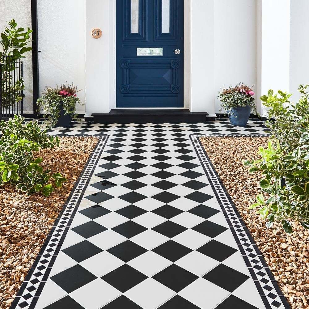 vintage style cava black and white checkerboard tiles