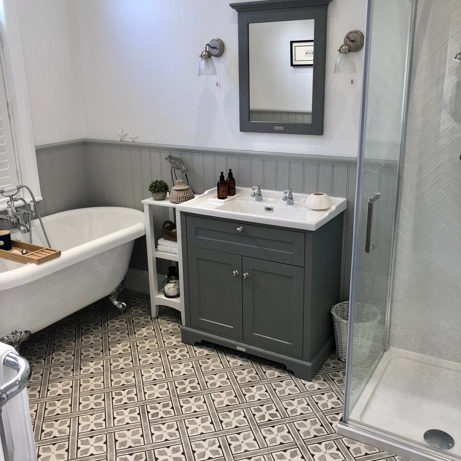 Lucy Used our Mr Jones Charcoal Tiles to Create a Charming Look in her Bathroom