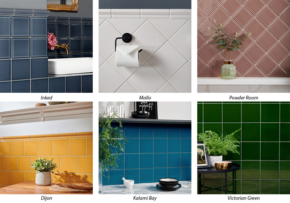 Capsule collection's large range of tile colours in modern heritage palette with bright vibrant hues 