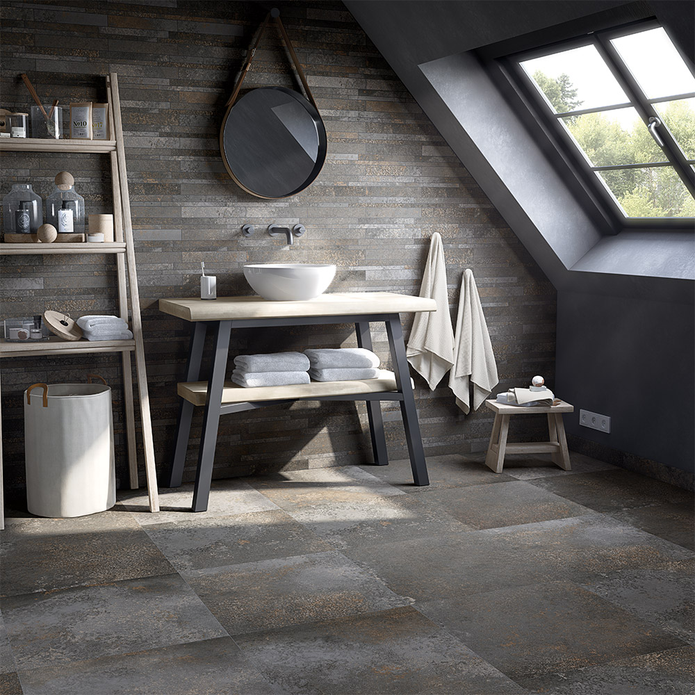 yuri 90% recycled tiles dark grey basalt metallic eco-friendly environmental sustainable style interior design