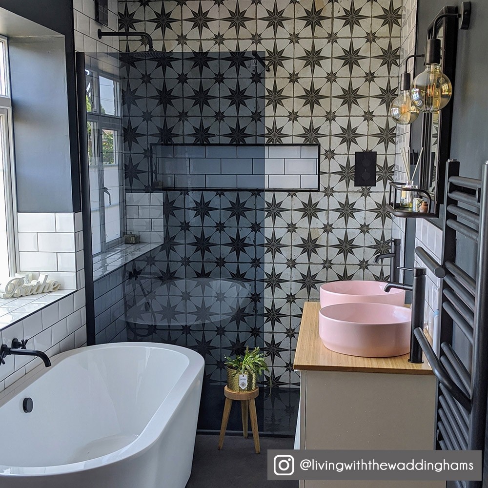 Scintilla pattern monochrome stat bathroom wall tiles