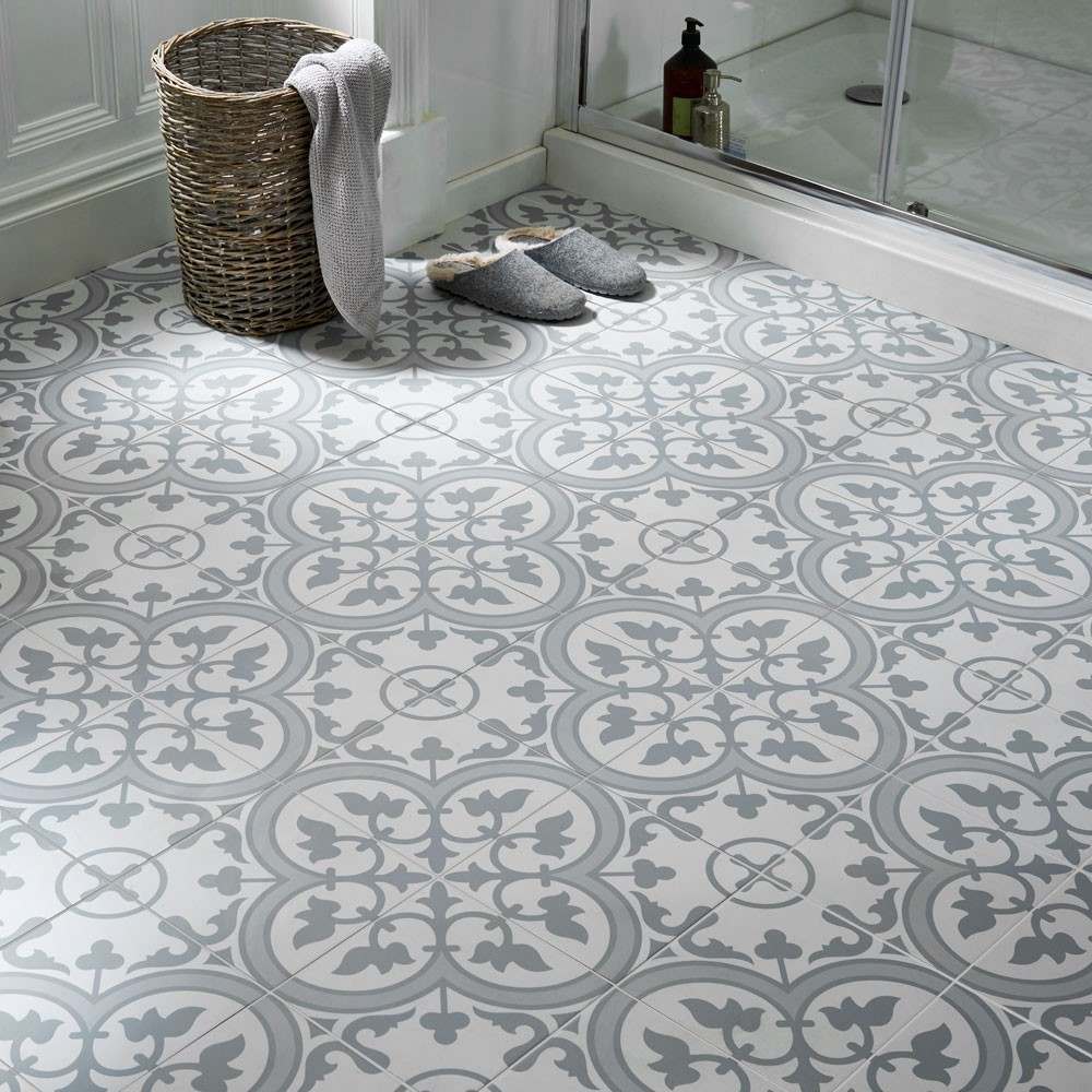 ledbury grey pattern bathroom floor tiles