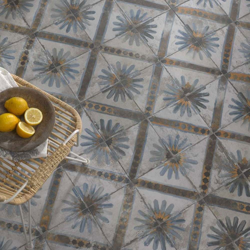 majolica floral kitchen floor tiles